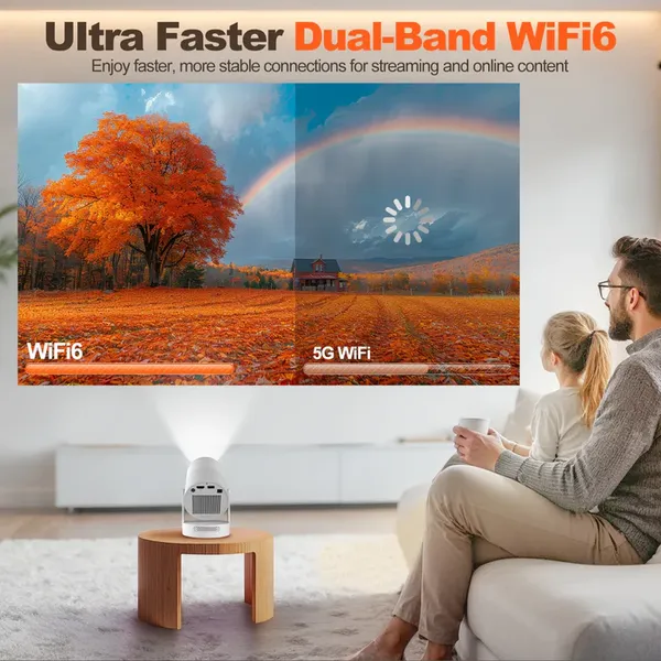 Magcubic HY300Ultra Mini Portable Projector,Native 720P HD,260 ANSI Lumens,180° Flexible Projection,Android14,Electronic Focus & Auto Vertical Keystone,WiFi6 BT5.4,35‑135 Inch Home Camping Travel Projector