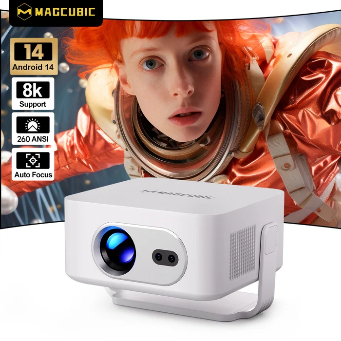 Magcubic HY300MAX Mini Portable Projector,Native 720P HD,260 ANSI Lumens,Android14,Auto Focus & Auto Vertical Keystone,WiFi6 BT5.4,35‑135 Inch Home Camping Travel Projector