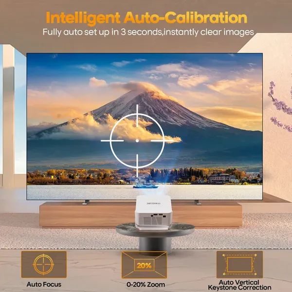 Magcubic HY300MAX Mini Portable Projector,Native 720P HD,260 ANSI Lumens,Android14,Auto Focus & Auto Vertical Keystone,WiFi6 BT5.4,35‑135 Inch Home Camping Travel Projector