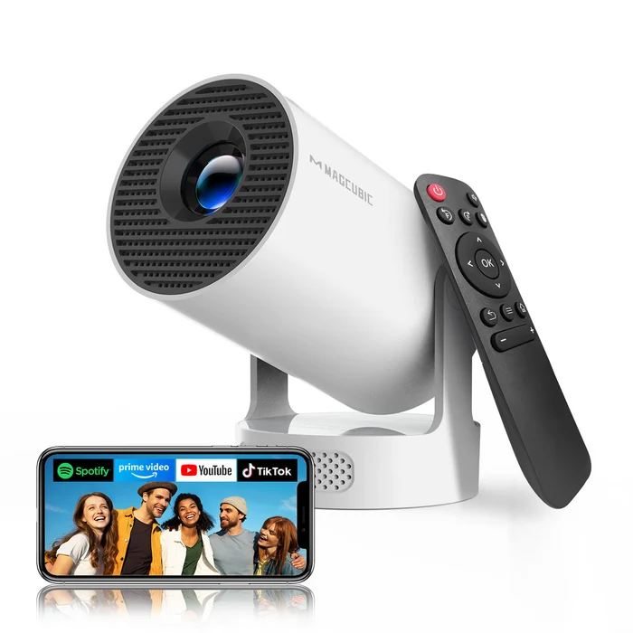 Magcubic HY300Pro+ Mini Portable Projector,Native 720P HD,290 ANSI Lumens,Android14,Auto Vertical Keystone,WiFi6 BT5.4,180° Rotatable,35‑135 Inch Bedroom Travel Projector