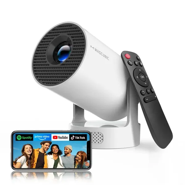 Magcubic HY300Pro+ Mini Portable Projector,Native 720P HD,290 ANSI Lumens,Android14,Auto Vertical Keystone,WiFi6 BT5.4,180° Rotatable,35‑135 Inch Bedroom Travel Projector