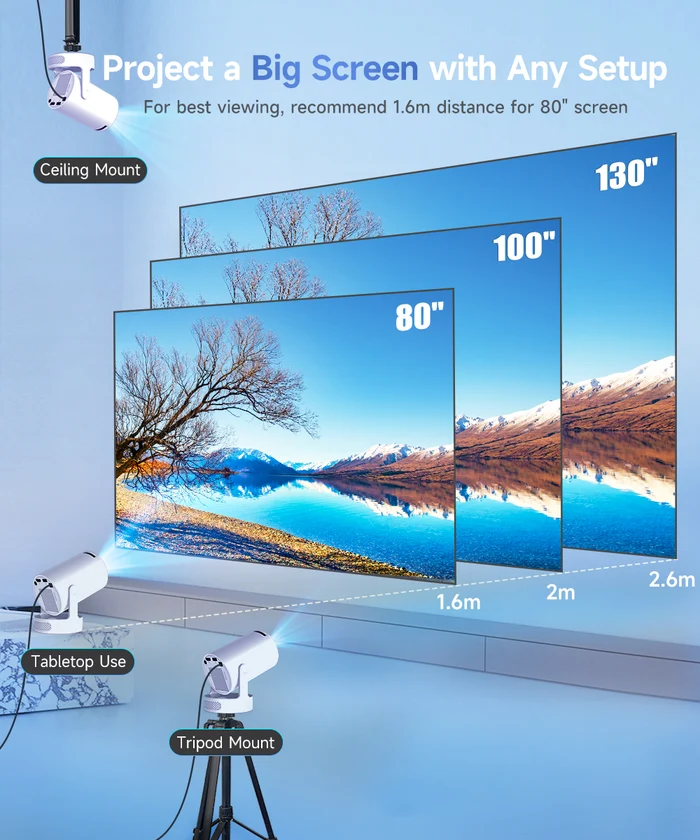 Magcubic HY300Pro+ Mini Portable Projector,Native 720P HD,290 ANSI Lumens,Android14,Auto Vertical Keystone,WiFi6 BT5.4,180° Rotatable,35‑135 Inch Bedroom Travel Projector