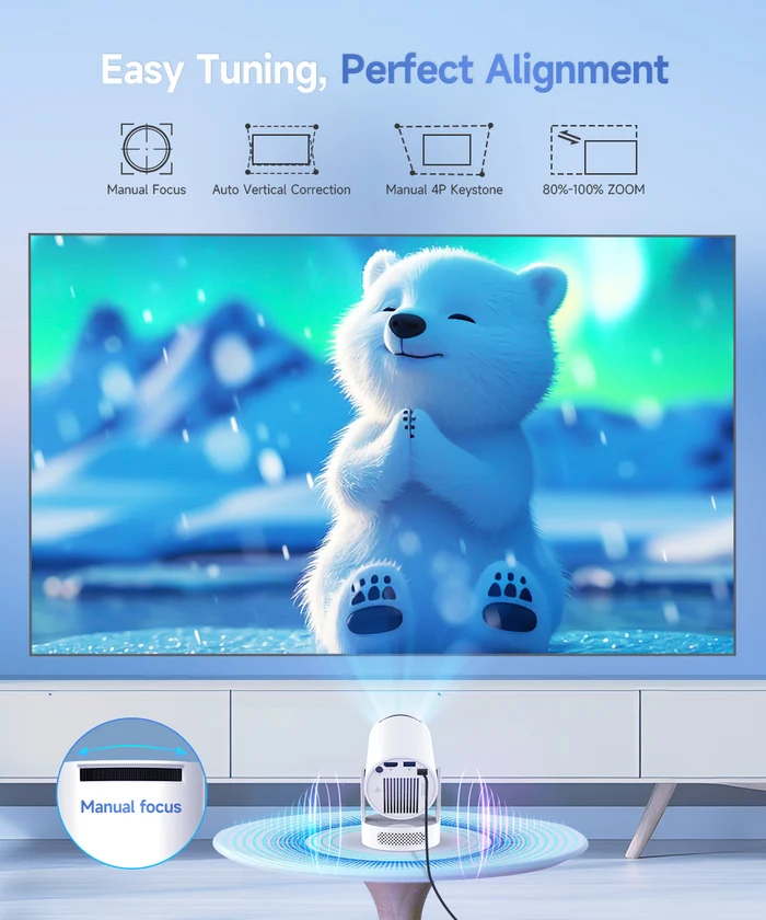 Magcubic HY300Pro+ Mini Portable Projector,Native 720P HD,290 ANSI Lumens,Android14,Auto Vertical Keystone,WiFi6 BT5.4,180° Rotatable,35‑135 Inch Bedroom Travel Projector