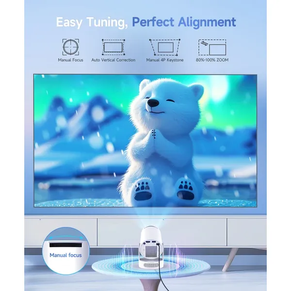 Magcubic HY300Pro+ Mini Portable Projector,Native 720P HD,290 ANSI Lumens,Android14,Auto Vertical Keystone,WiFi6 BT5.4,180° Rotatable,35‑135 Inch Bedroom Travel Projector