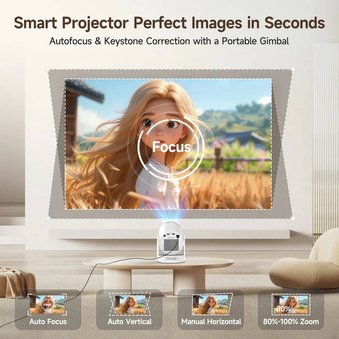  Magcubic HY320Pro Mini Portable Projector,Native 1080P Full HD,400 ANSI Lumens,Android14,Auto Focus & Auto Vertical Keystone,WiFi6 BT5.4,Home Theater Portable Projector
