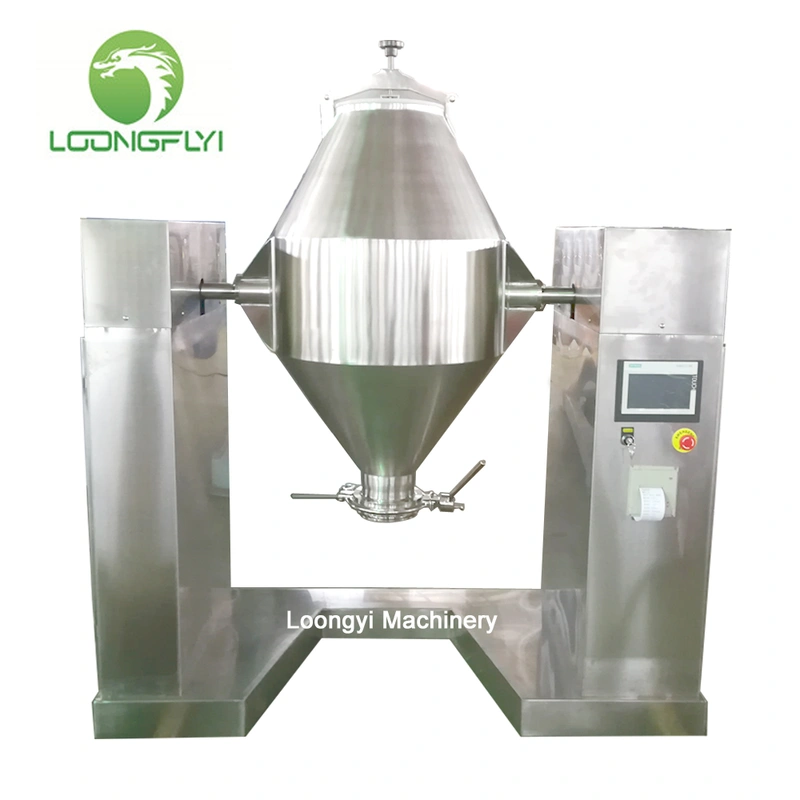 stainless steel tumbler vacuum rotary drum double cone mixer machine