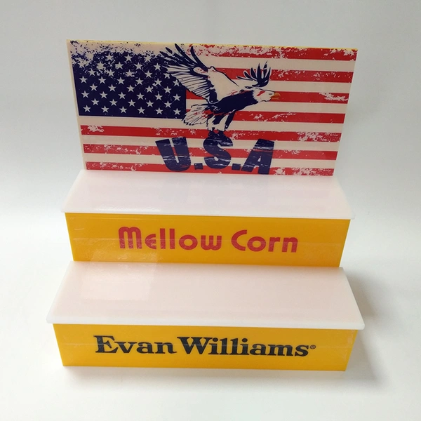 Acrylic 2 tier LED bottle display shelf