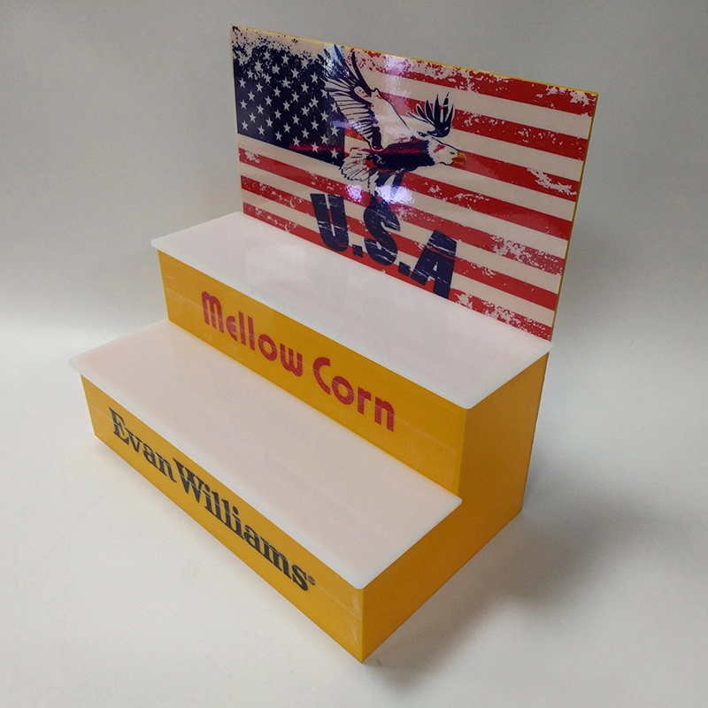 Acrylic 2 tier LED bottle display shelf