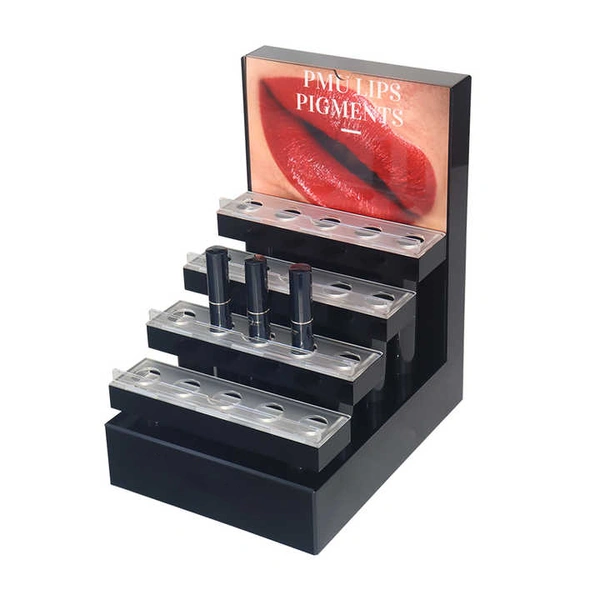 4-Tier Acrylic Lipstick Display Stand Personalized Cosmetic Retail