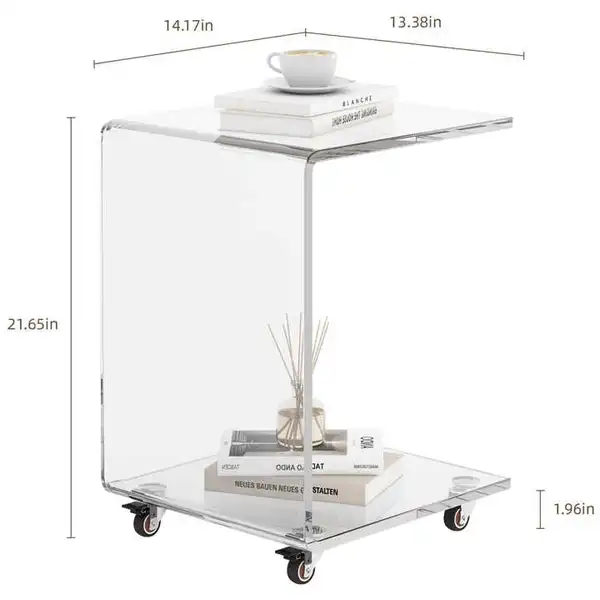 C-Shaped Acrylic Sofa Table with Wheels – Modern Home Side Table