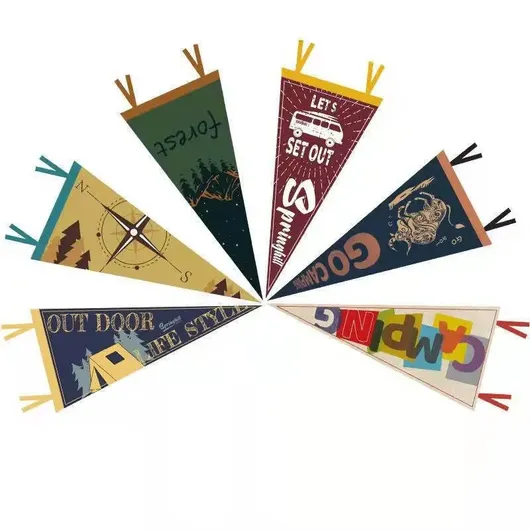 University School College Custom Logo Promotion Advertising  Felt Pennant Triangle Banner 