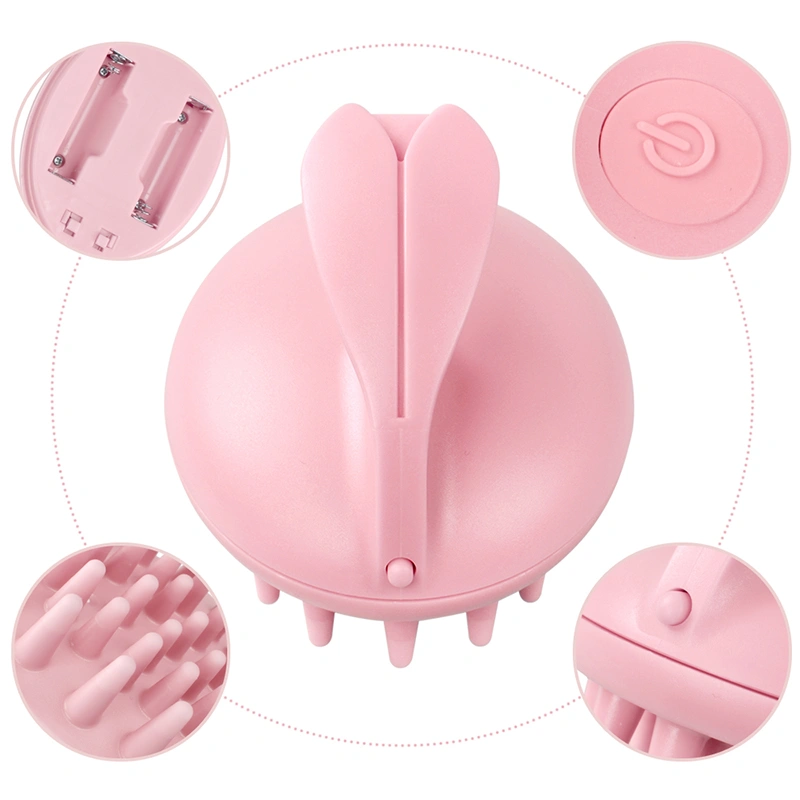 Electric Rabbit Head Massager Magic Vibration Brush Shampoo Bath Comb 