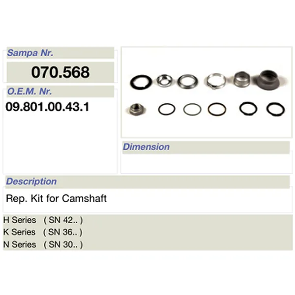 salsissimus et sex parts reparatum ornamentum pro bpw camshaft 09.801.00.43.1