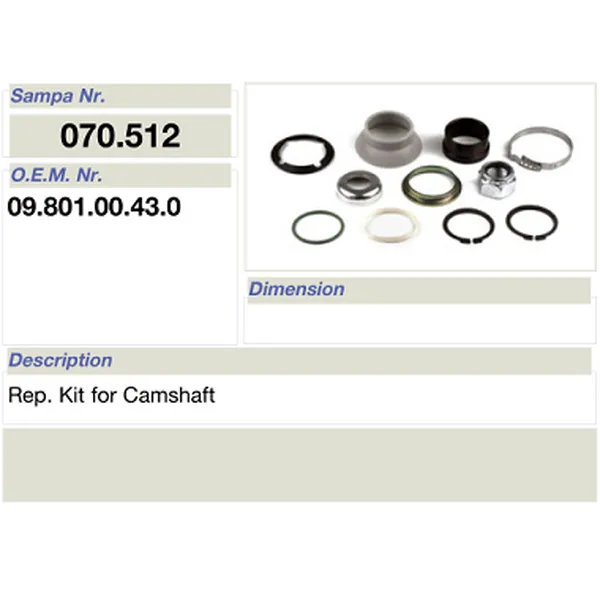 salsissimus et sex parts reparatum ornamentum pro bpw camshaft 09.801.00.43.0