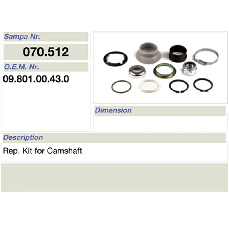 salsissimus et sex parts reparatum ornamentum pro bpw camshaft 09.801.00.43.0