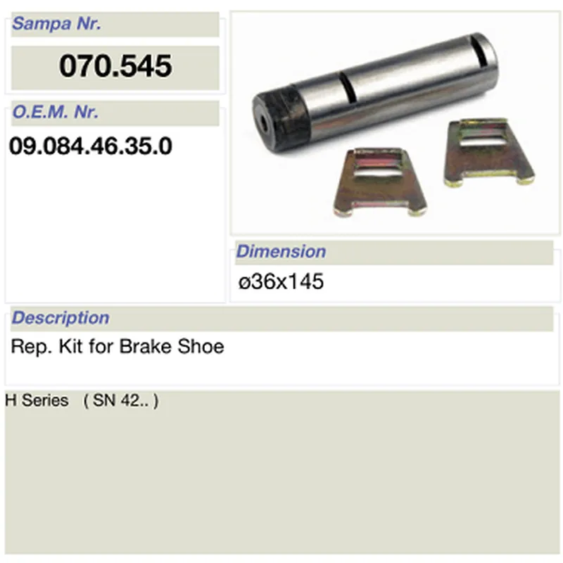 Truck and trailer parts- Repair kit for BPW brake shoe 09.084.46.35.0