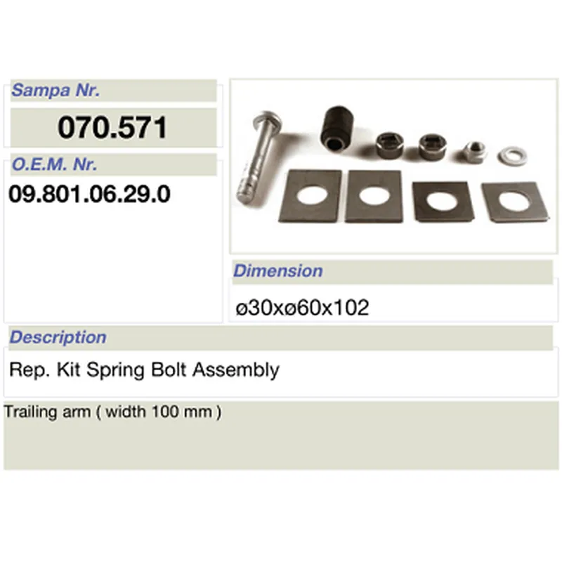 Mat Vehicle-  Repair kit for BPW spring bolt assembly 09.801.06.29.0