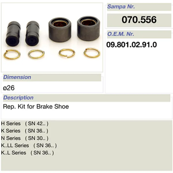 Truck and trailer parts- Repair kit for BPW brake shoe 09.801.02.91.0