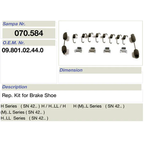 Truck and trailer parts- Repair kit for BPW brake shoe 09.801.02.44.0