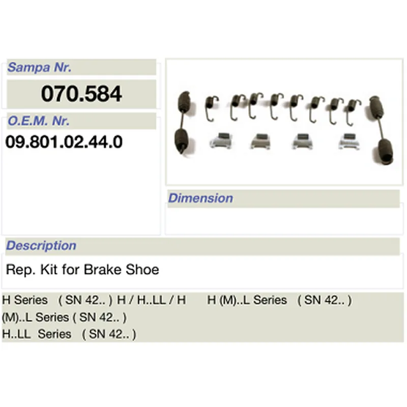 Truck and trailer parts- Repair kit for BPW brake shoe 09.801.02.44.0