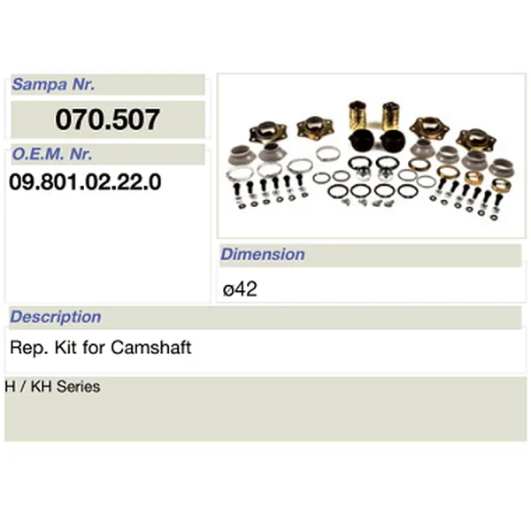salsissimus et sex parts reparationis ornamentum pro bpw camshaft 09.801.02.22.0