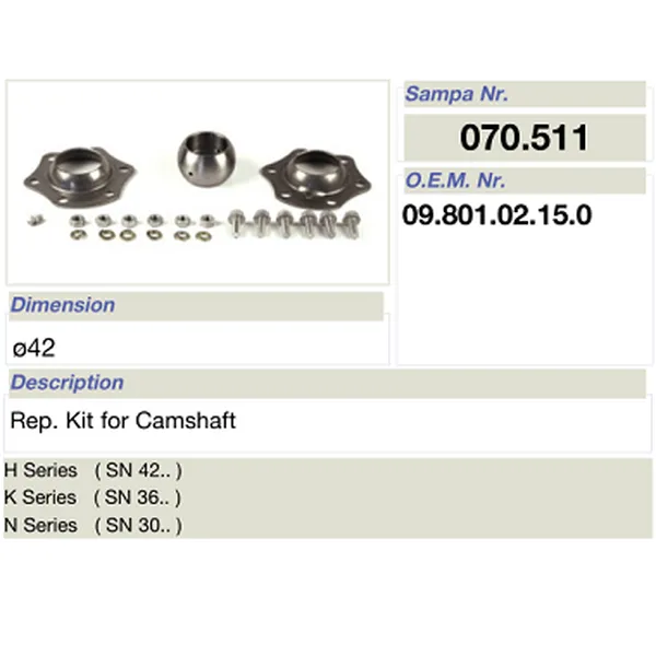 salsissimus et sex parts reparationis ornamentum pro bpw camshaft 09.801.02.15.0