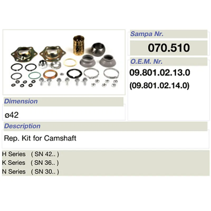 salsissimus et sex parts reparationis ornamentum pro bpw camshaft 09.801.02.13.0