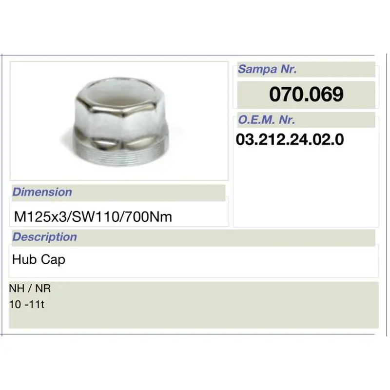 Mat Vehicle- Truck and trailer parts- Hub cap for BPW 12T