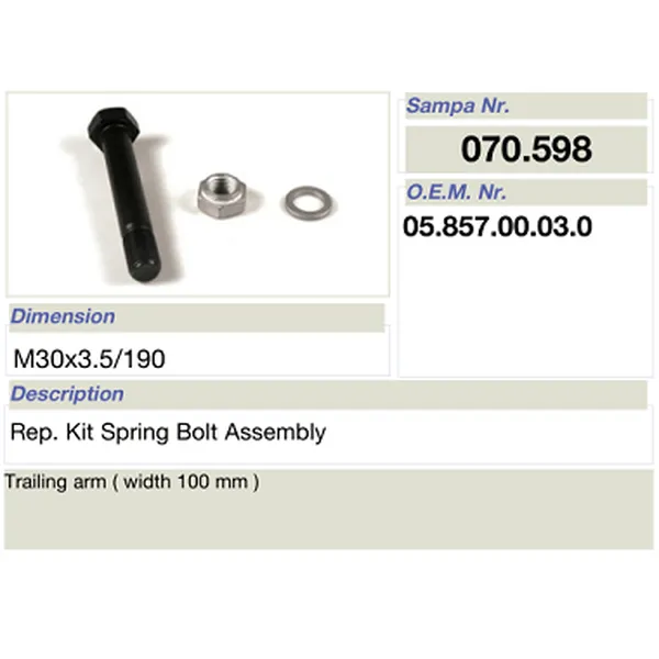 Mat Vehicle- Repair kit for BPW spring bolt assembly 05.857.00.03.0