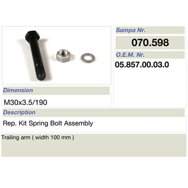 Mat Vehicle- Repair kit for BPW spring bolt assembly 05.857.00.03.0