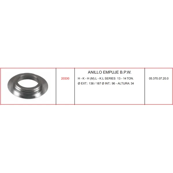 Mat Vehicle- Truck and trailer parts- Thrust Washer for BPW 05.370.07.20.0