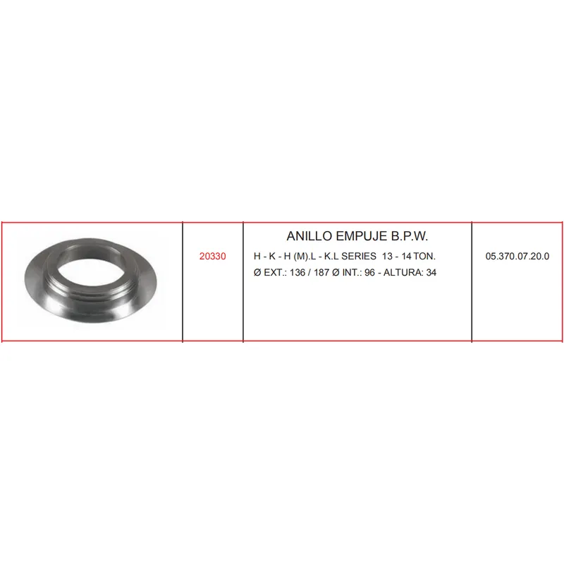 Mat Vehicle- Truck and trailer parts- Thrust Washer for BPW 05.370.07.20.0