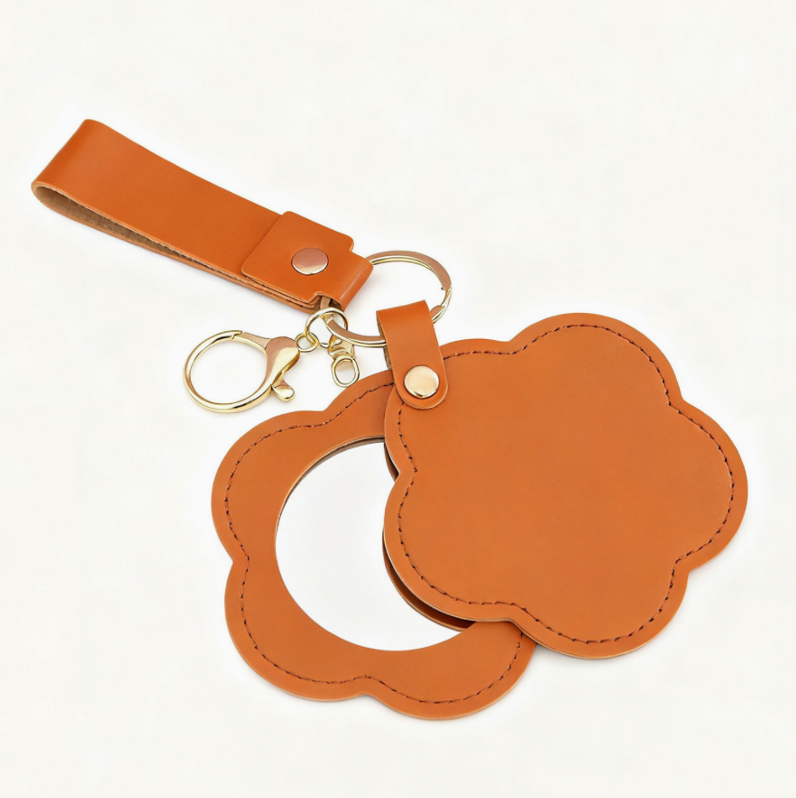 Customized leather mirror keychain