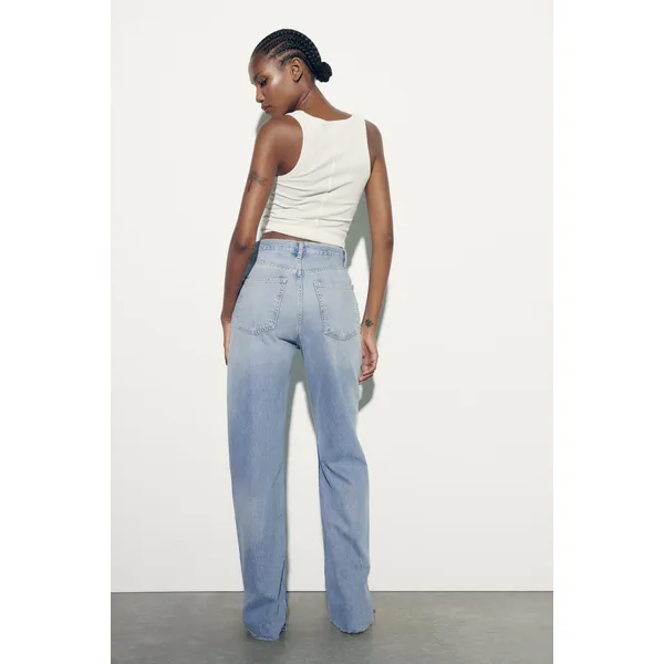 Light Blue Wide-Leg High-Rise Jeans | Long and Stylish