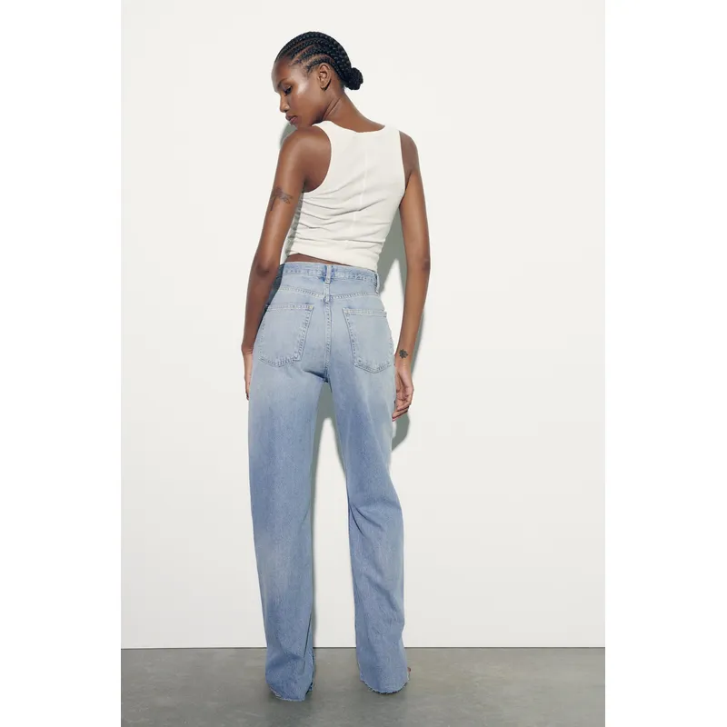 Light Blue Wide-Leg High-Rise Jeans | Long and Stylish