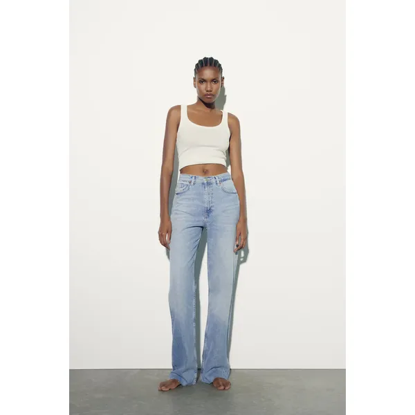 Light Blue Wide-Leg High-Rise Jeans | Long and Stylish