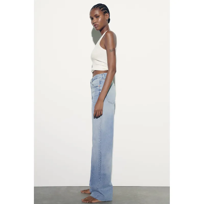 Light Blue Wide-Leg High-Rise Jeans | Long and Stylish
