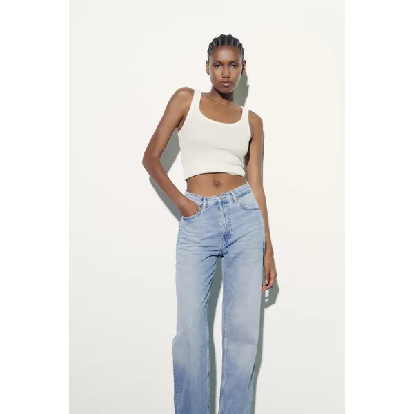 Light Blue Wide-Leg High-Rise Jeans | Long and Stylish