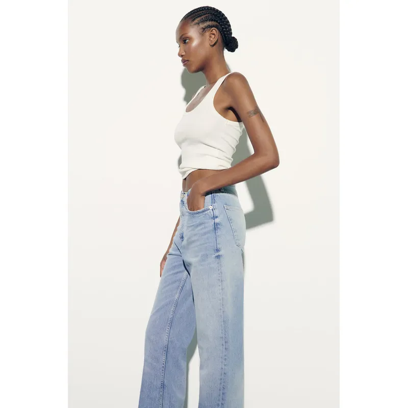 Light Blue Wide-Leg High-Rise Jeans | Long and Stylish