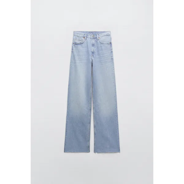 Light Blue Wide-Leg High-Rise Jeans | Long and Stylish