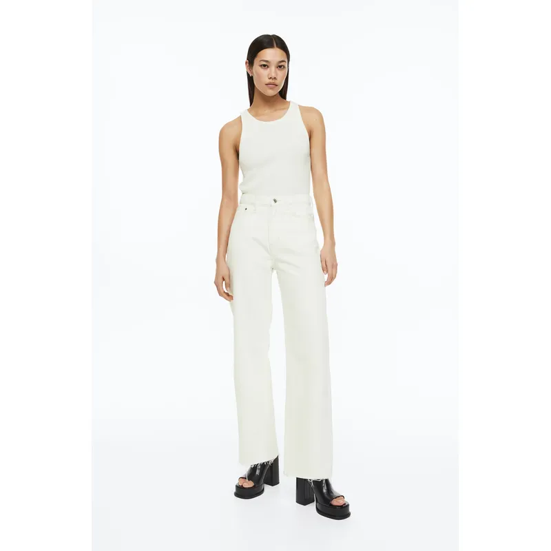 Women’s White High Waisted Loose Jeans | Trendy and Comfortable