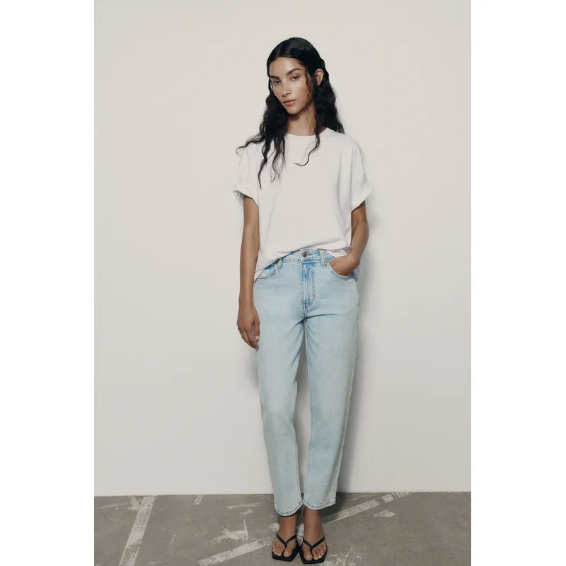 High Waist Loose Comfort Fit Denim Trousers - Light Blue | Stylish and Comfortable