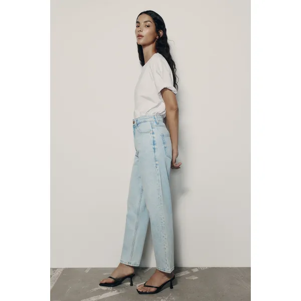 High Waist Loose Comfort Fit Denim Trousers - Light Blue | Stylish and Comfortable