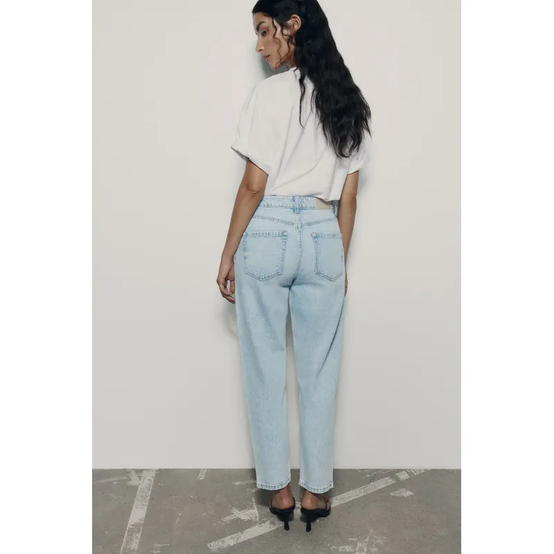 High Waist Loose Comfort Fit Denim Trousers - Light Blue | Stylish and Comfortable