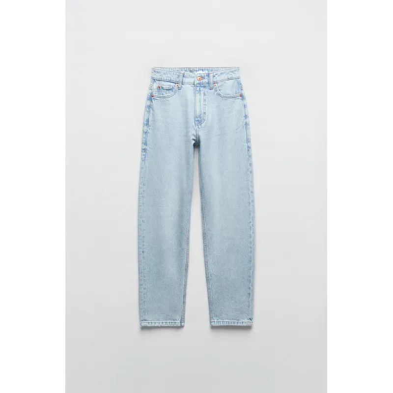 High Waist Loose Comfort Fit Denim Trousers - Light Blue | Stylish and Comfortable