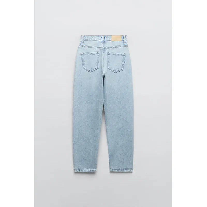 High Waist Loose Comfort Fit Denim Trousers - Light Blue | Stylish and Comfortable