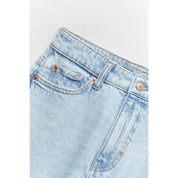 High Waist Loose Comfort Fit Denim Trousers - Light Blue | Stylish and Comfortable