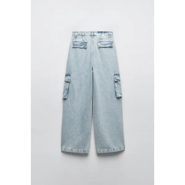 Light Blue High Waist Wide Leg Cargo Jeans | Fashionable and Functional