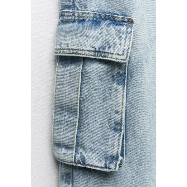 Light Blue High Waist Wide Leg Cargo Jeans | Fashionable and Functional