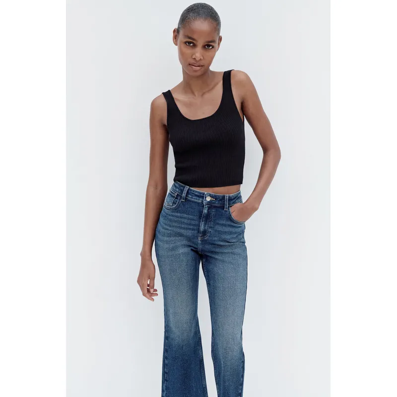 Blue High Rise Flared Jeans | Stylish and Flattering